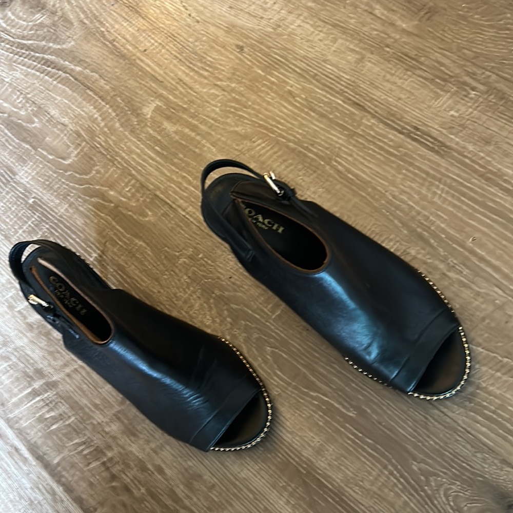 FINAL REDUCTION Coach Peep-toe Leather Heels Accented with Studs - Picture 4 of 10